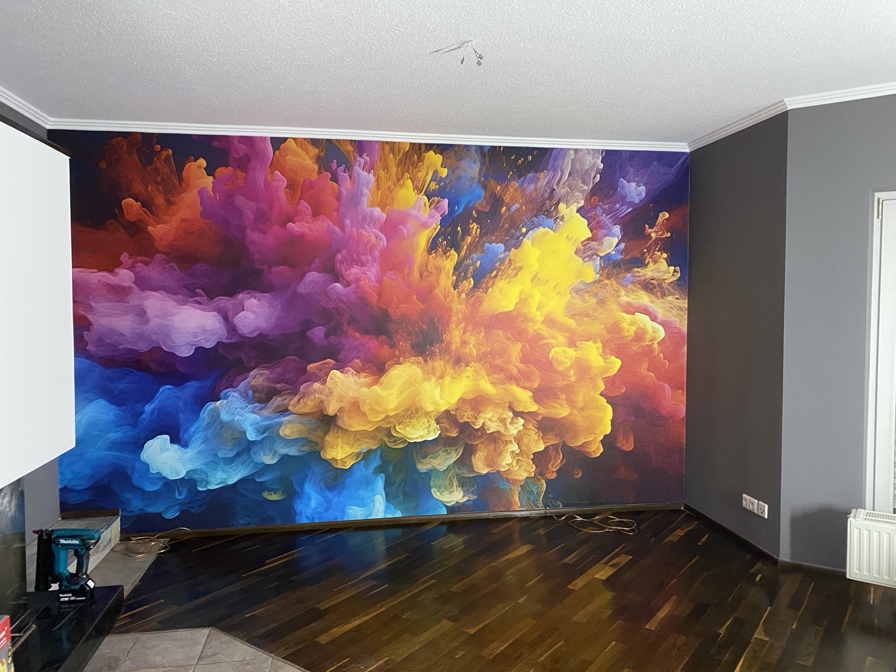 Großformatige Fototapete im Wohnzimmer